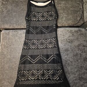 Elegant Black Crochet Mini Dress